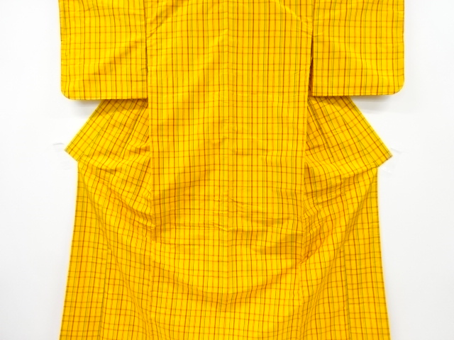 JAPANESE KIMONO / ANTIQUE KIMONO ENSEMBLE / SILK / YONEZAWA TSUMUGI / WOVEN GRID